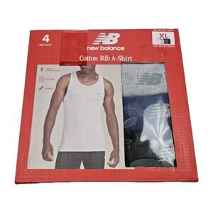 NEW BALANCE 4 Pack Shirts Men's XL Multicolor Ribbed Tank Tops Vests Stretch
